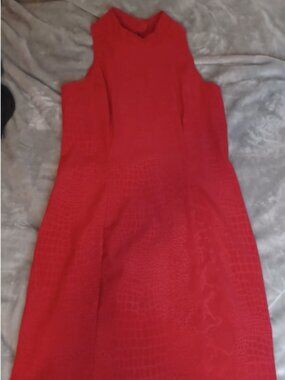 Mark Farrel Red Dress Sz 13/14 Zip Back Made in USA Vintage Animal Print